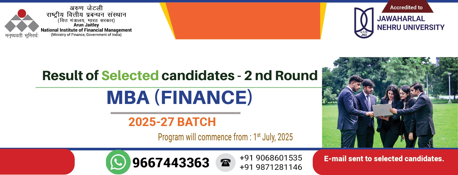 Result of Selected candidates - 2 nd Round MBA (FINANCE)